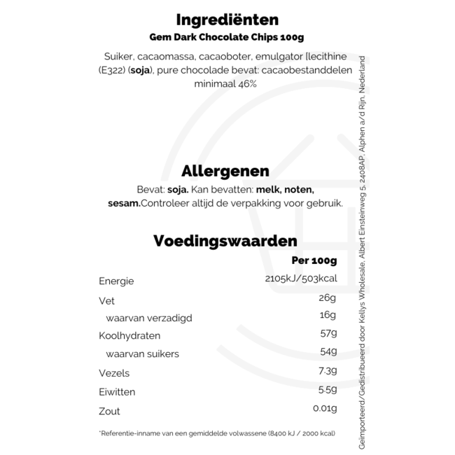 Gem Dark Chocolate Chips 10x100g