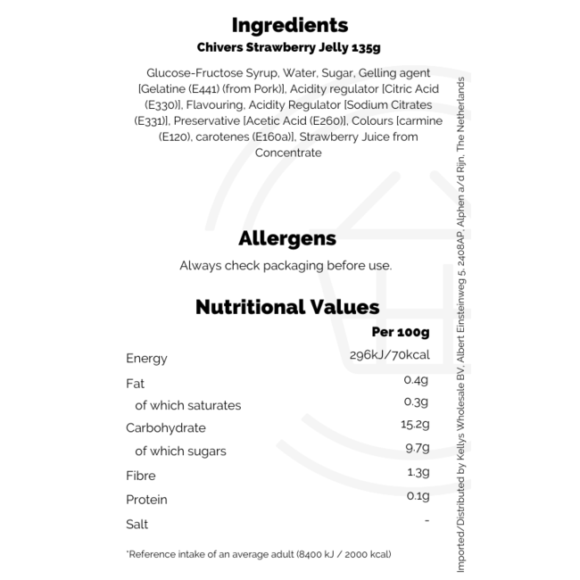Chivers Strawberry Jelly 12x135g
