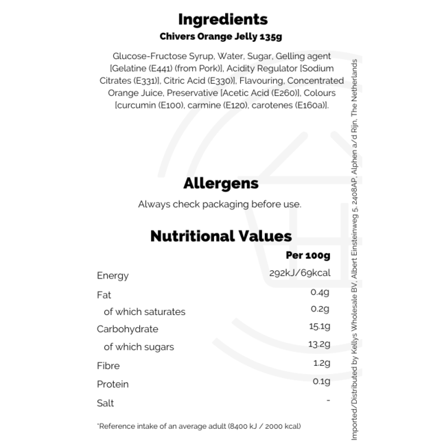 Chivers Orange Jelly 12x135g