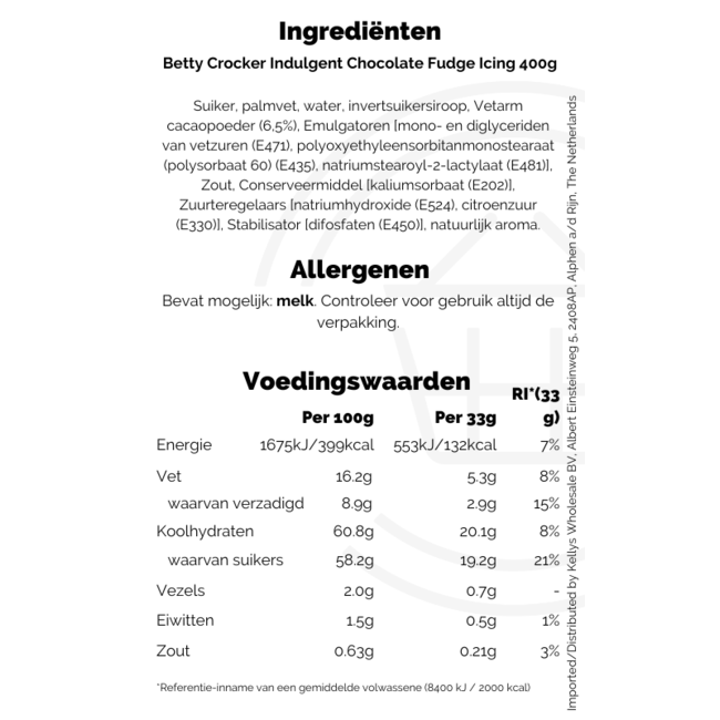 Betty Crocker Chocolate Fudge Icing 6x400g