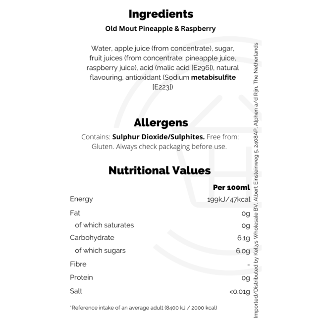 Old Mout Pineapple & Raspberry  ABV 4% 10x330ml