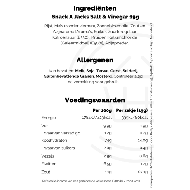 Snack A Jacks Salt & Vinegar 5pk 6x95g