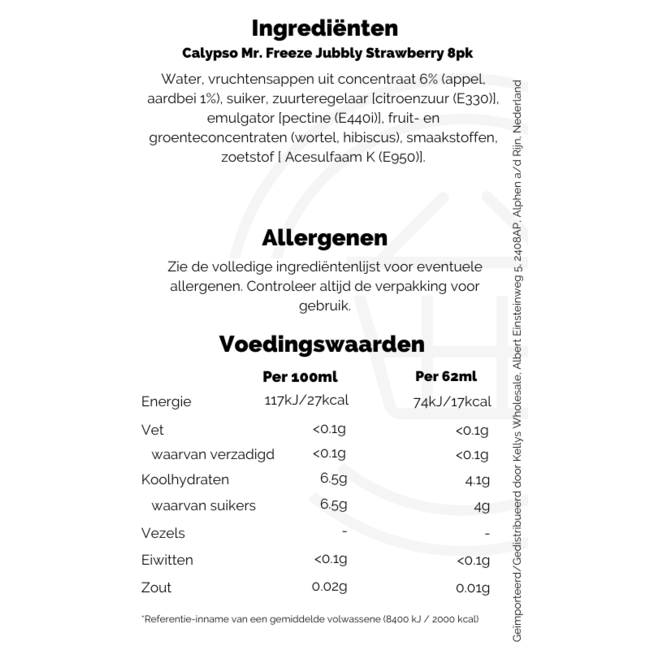 Mr. Freeze Jubbly Strawberry 6pk 8x62ml