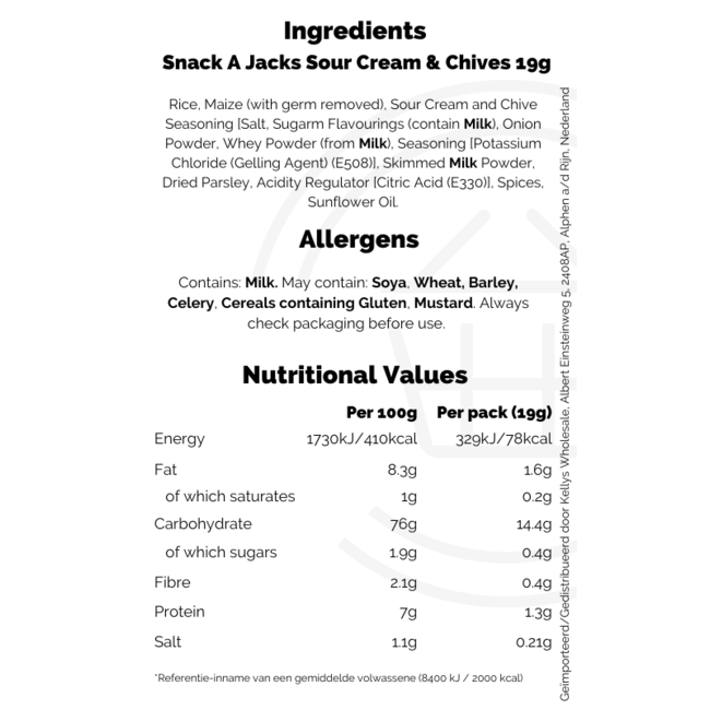 Snack A Jacks Sour Cream & Chives 5pk 6x95g