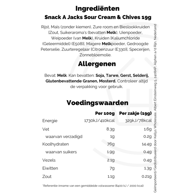 Snack A Jacks Sour Cream & Chives 5pk 6x95g