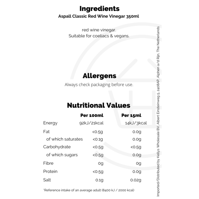 Aspalls Red Wine Vinegar 6x350ml