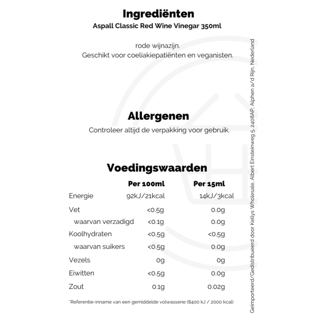 Aspalls Red Wine Vinegar 6x350ml