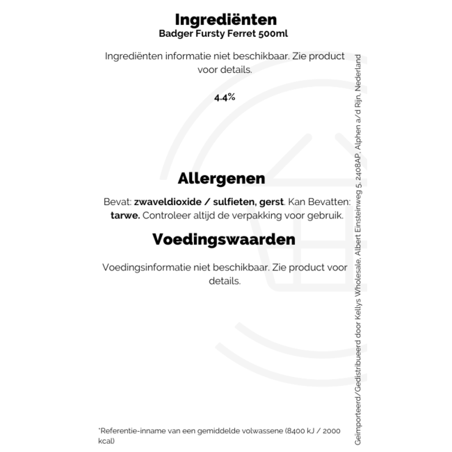 Badger Fursty Ferret ABV 4.4% 8x500ml