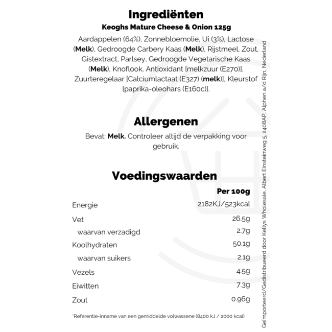 Keoghs Mature Cheese & Onion 12x125g