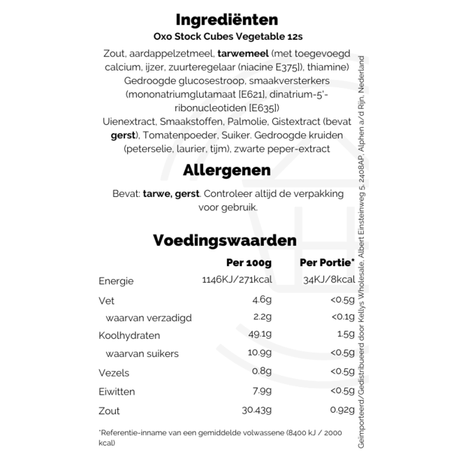 Oxo Stock Cubes Vegetable 24x12s