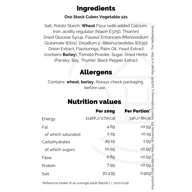 Oxo Stock Cubes Vegetable 24x12s