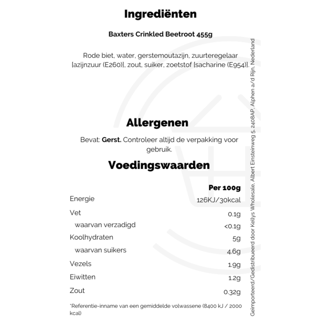 Baxters Crinkled Beetroot 6x455g
