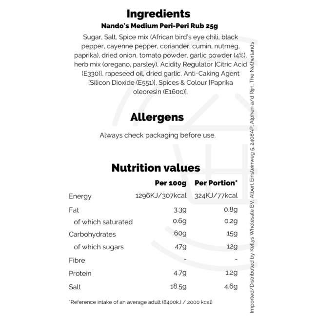 Nando's Medium Peri-Peri Rub 12x25g