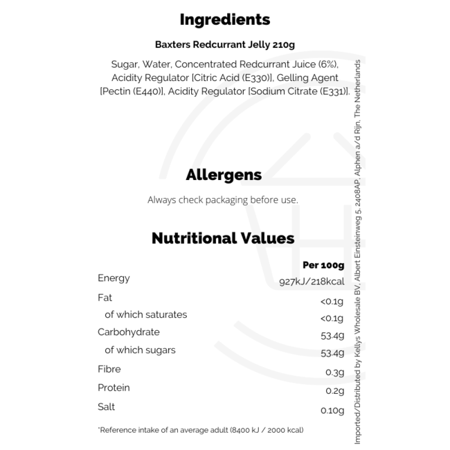 Baxters Redcurrant Jelly 6x210g