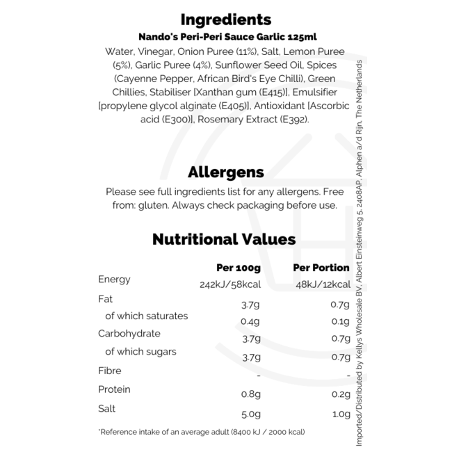 Nandos Peri Peri Sauce Garlic 6x125g