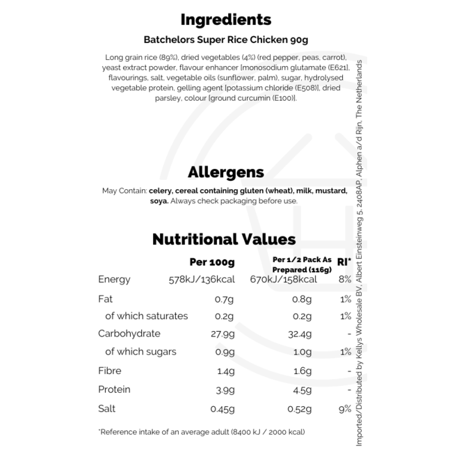 Batchelors Super Rice Chicken Flavour 11x90g