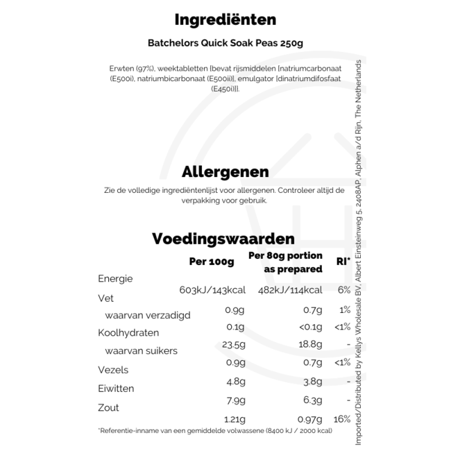 Batchelors Quick Soak Peas 24x250g