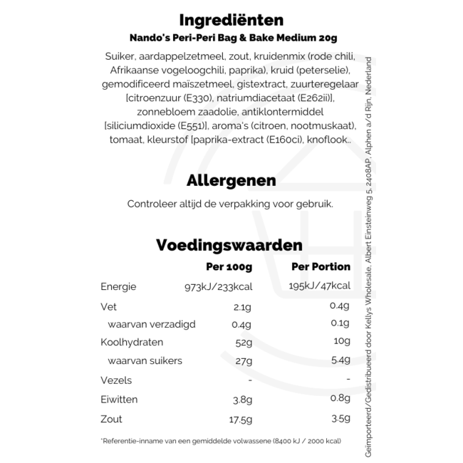 Nandos Bag 'n Bake Medium 12x20g