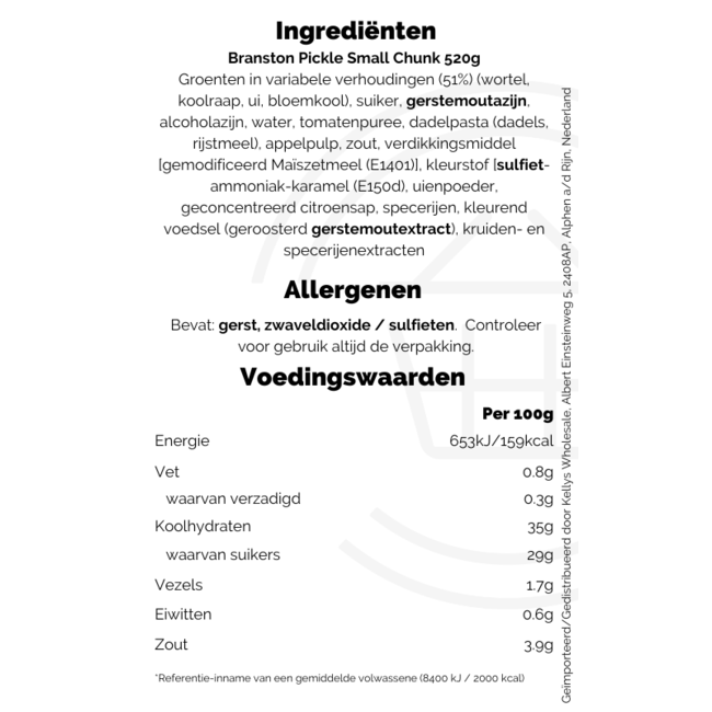 Branston Pickle Small Chunk 6x520g