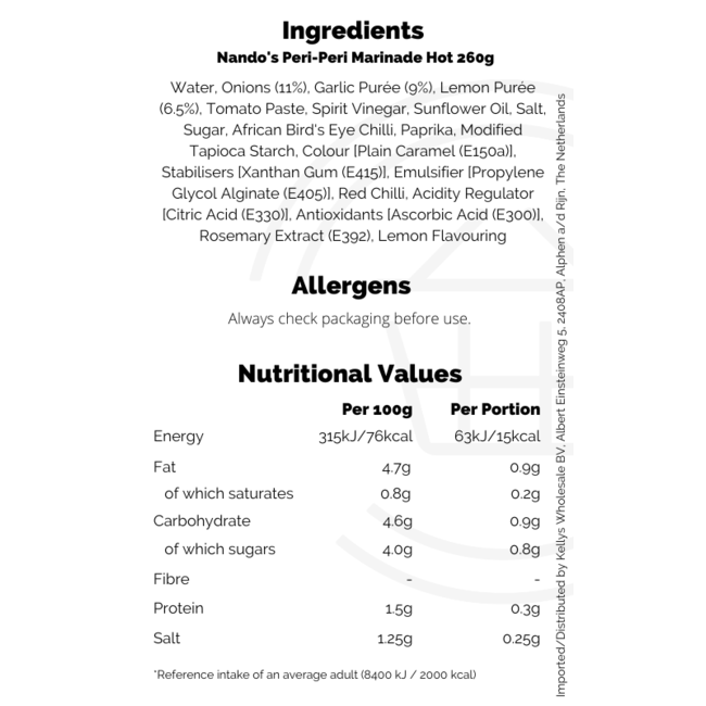 Nandos Hot Peri Peri Marinade 6x260g