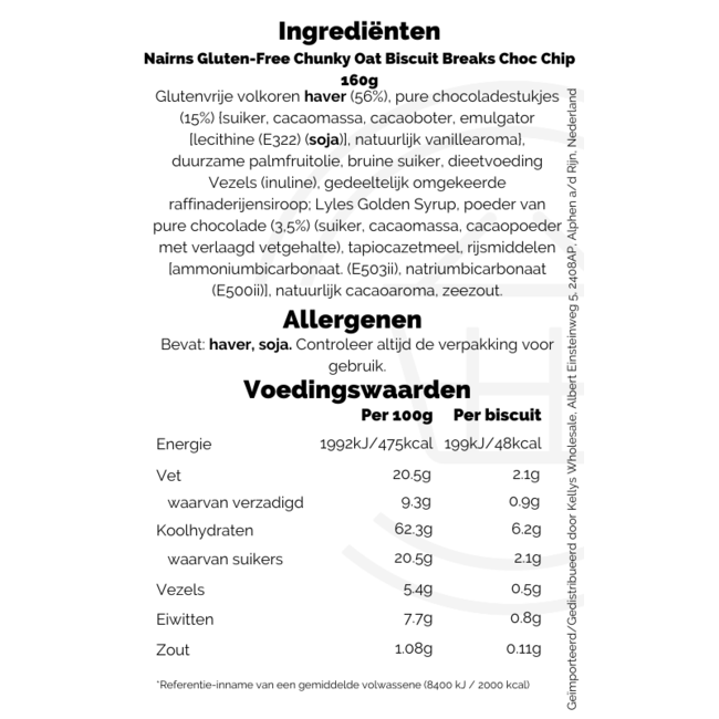 Nairns GF Biscuit Breaks Choc Chip 12x160g