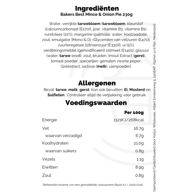 Bakers Best Mince & Onion Pies 8x6pk