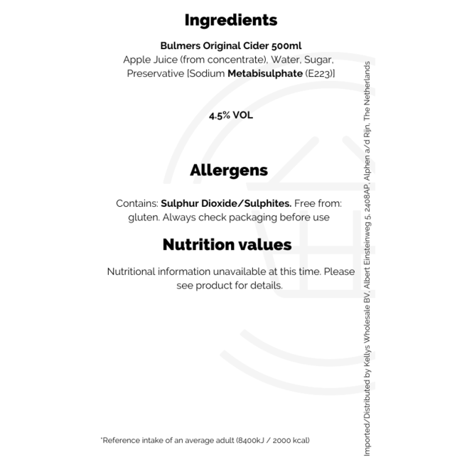 Bulmers Original Abv 4.5% 12x500ml