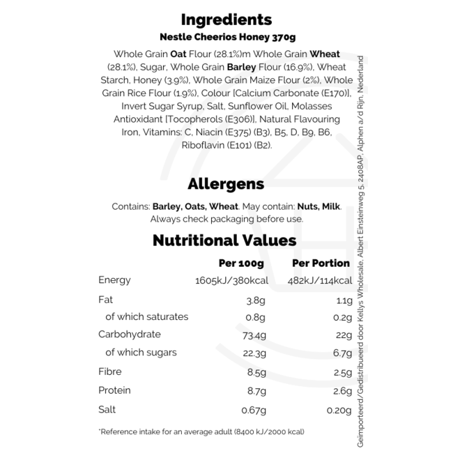 Nestle Cheerios Honey 18x370g