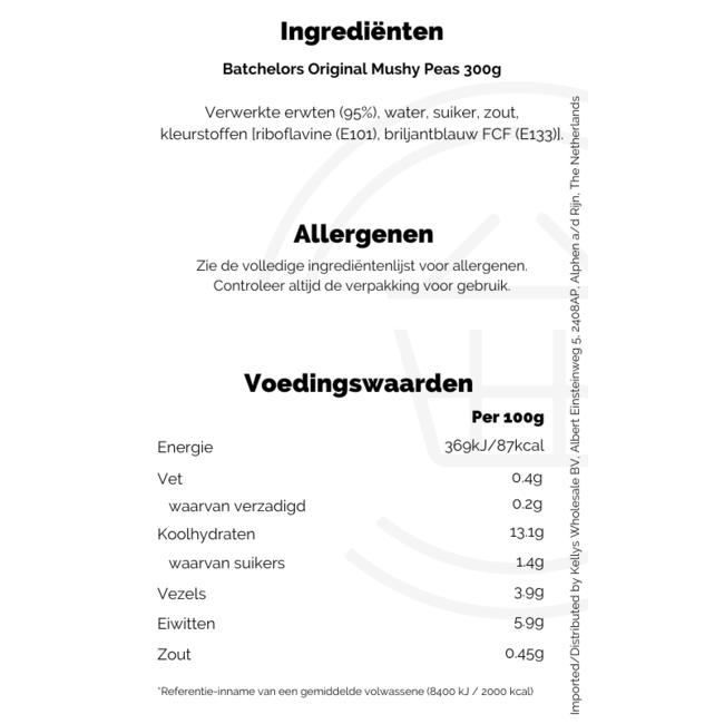 Batchelors Mushy Peas Original 24x300g