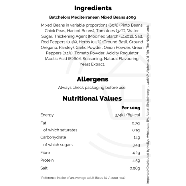 Batchelors Med Beans 12x400g