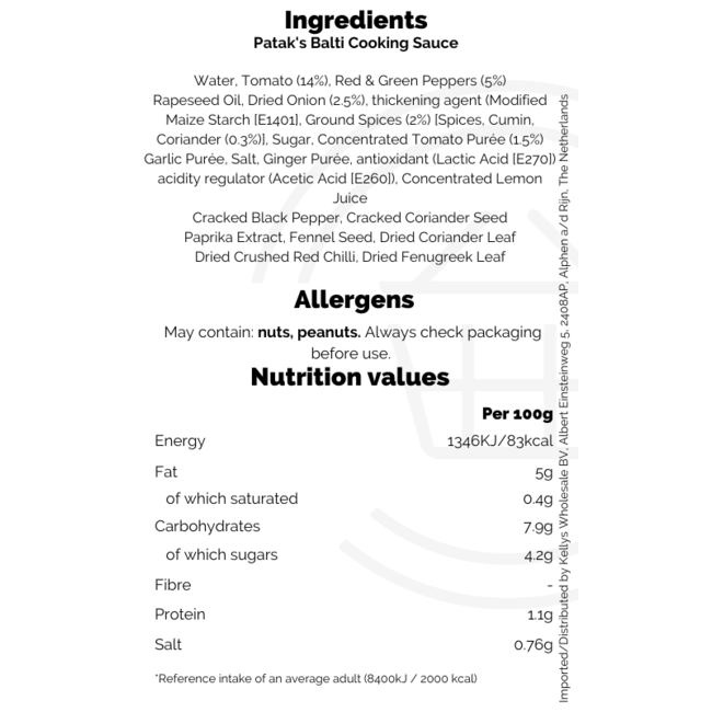 Patak's Balti Curry Sauce 6x450g
