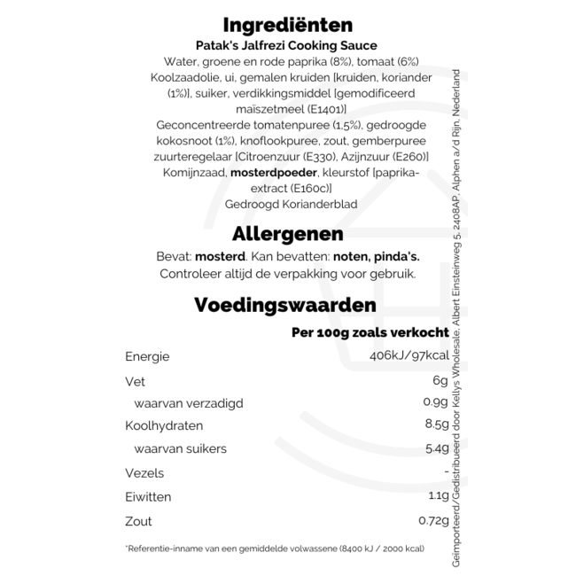 Patak's Jalfrezi Cooking Sauce 6x450g