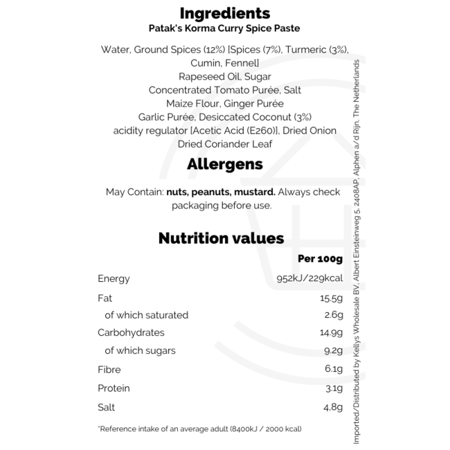 Patak's Korma Curry Spice Paste 6x283g