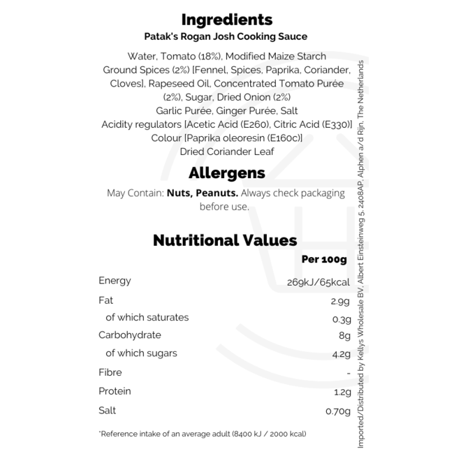 Patak's Rogan Josh Cooking Sauce 6x450g