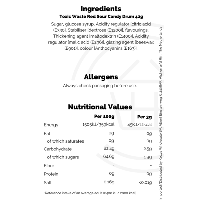 Toxic Waste Red Sour Candy Drum 12x42g