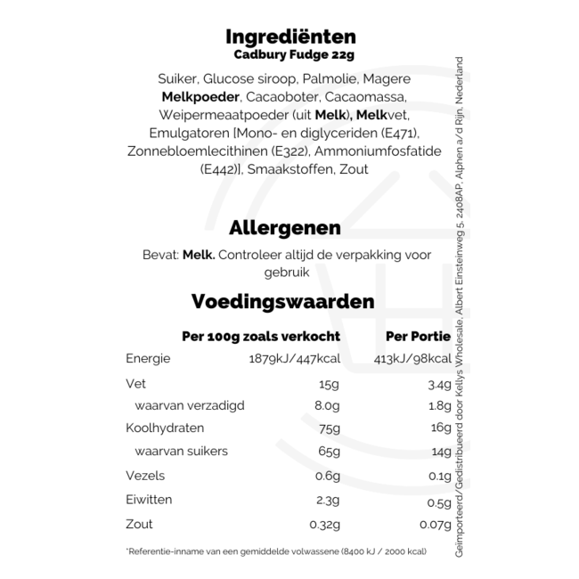 Cadbury Fudge 60x22g