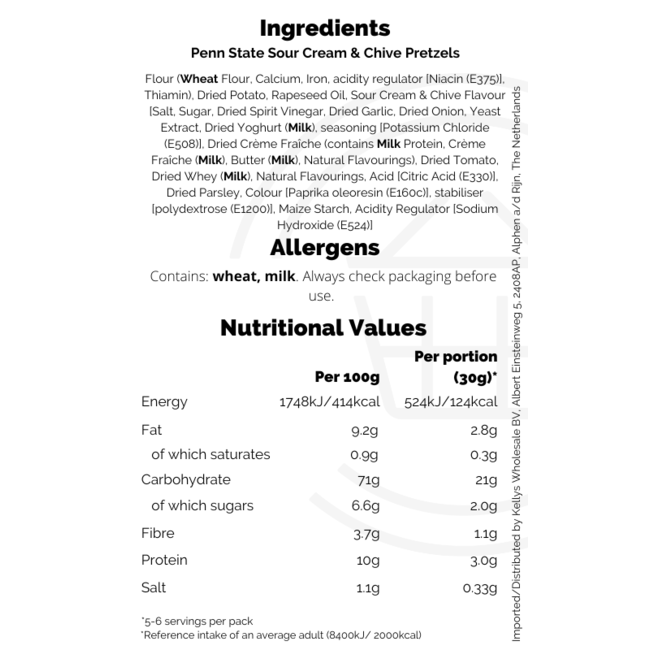 Penn State Pretzels Sour Cream & Chive 8x175g