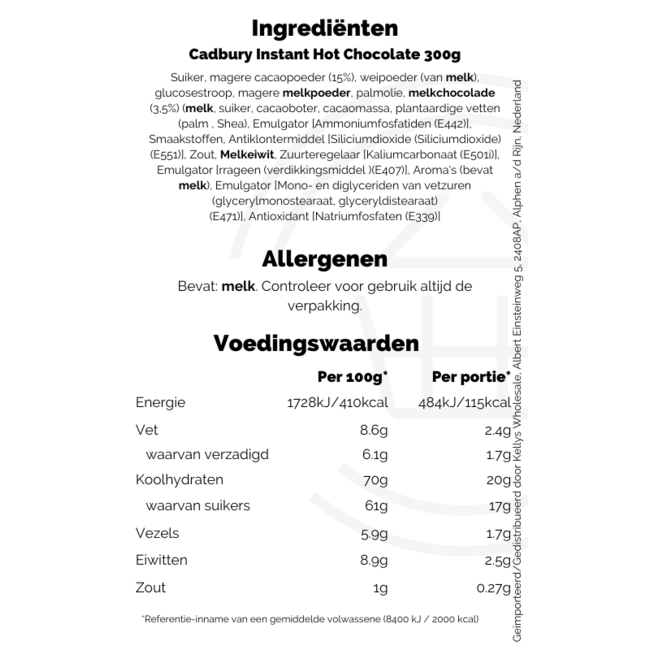 Cadbury Instant Hot Chocolate Jar 12x300g