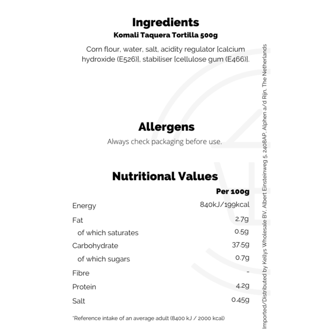Komali Taquera Tortilla 20x500g