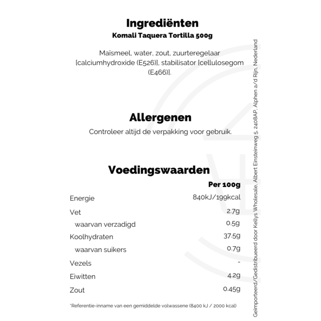 Komali Taquera Tortilla 20x500g