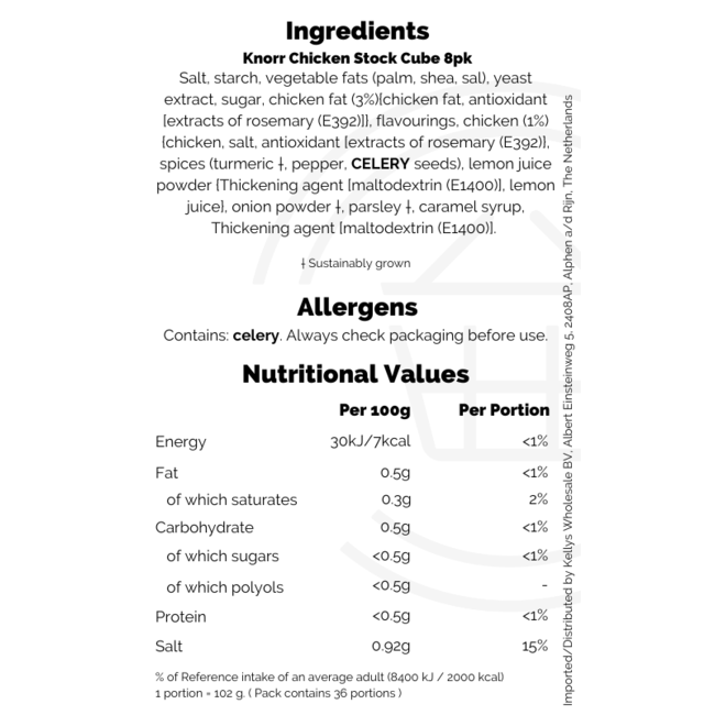 Knorr Stock Cube Chicken 12x8s