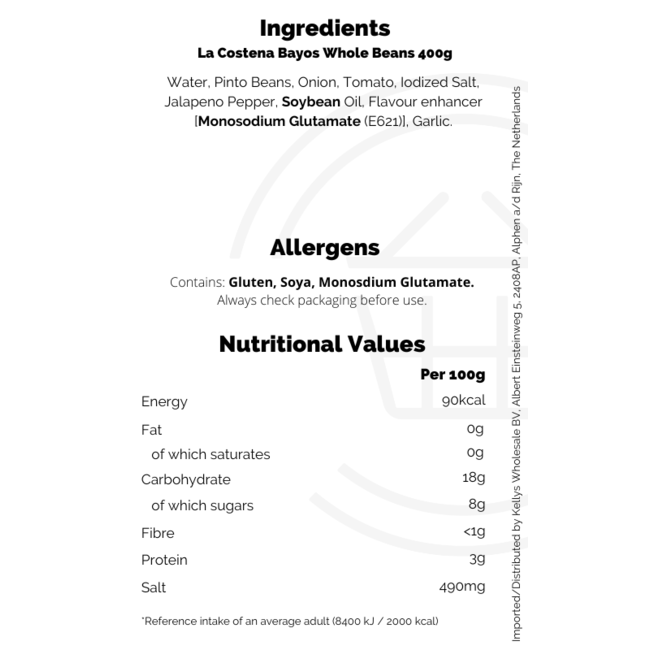 La Costena Whole Pinto Beans 12x400g