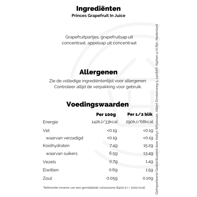 Princes Grapefruit In Juice 12x411g