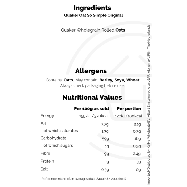 Quaker Oat So Simple Original 9x10x27g