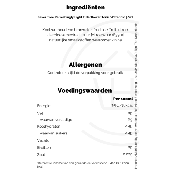 Fever-Tree Light Elderflower Tonic Water 3x8x150ml