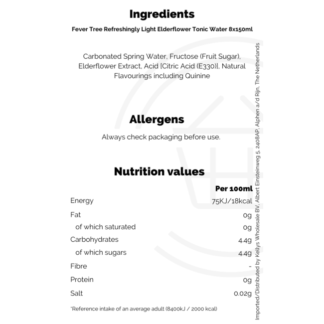 Fever-Tree Light Elderflower Tonic Water 3x8x150ml