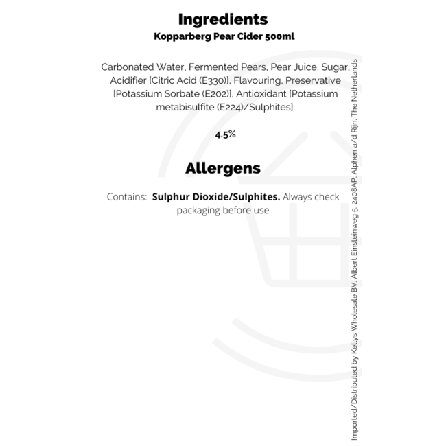 Kopparberg Pear Abv 4.5% 15x500ml