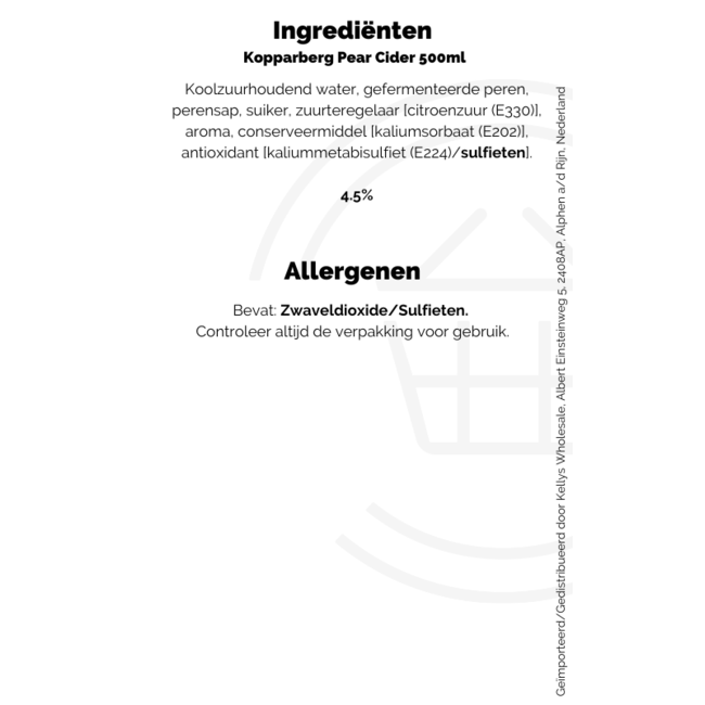 Kopparberg Pear Abv 4.5% 15x500ml