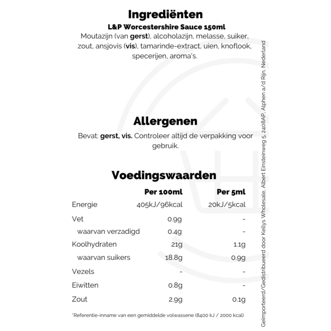 L&P Worcestershire Sauce 12x150ml