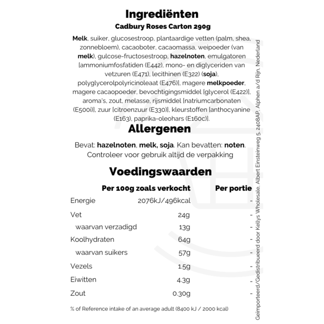 Cadbury Roses Carton 6x290g